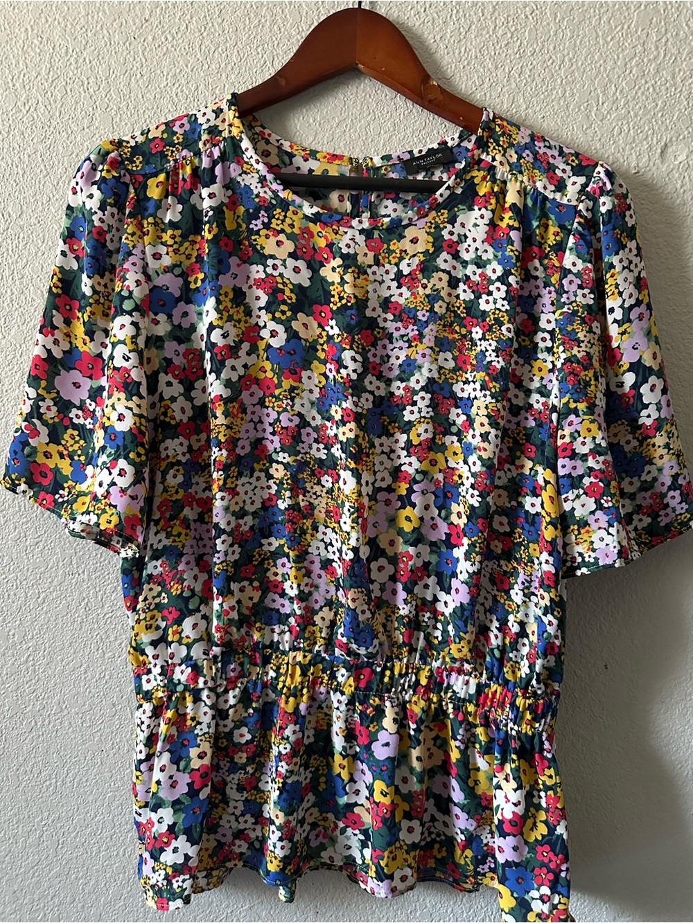 Ann Taylor Factory Multicolor Floral Peplum Blouse
